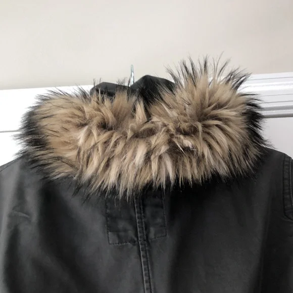 Gap womens long canteen parka gray removable Sherpa lining XS - Picture 8 of 9